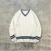 Men's Clothing College Style V Neck Knit Sweater New Loose Casual Versatile Long Sleeve Cable Knit Sweater For Men_viptrois.com