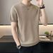 Summer New Solid Color Simple Style Mesh Short T-Shirt Men's Trendy Versatile Ice Silk Knitted Half Sleeve Base Shirt_viptrois.com