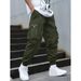 Men's Cargo Pants With Multi-Pocket Design, Loose Fit, Elastic Cuffs, Comfortable Polyester Trousers For Casual Wear_viptrois.com