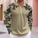 Pulse Cross-Border New European And American Men's 3D Digital Printing Lapel Button Long Sleeve Casual Camouflage Polo Shirt_viptrois.com