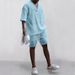 Men's Clothing Summer Men's Jacquard Sports Suit V Neck Quick Drying Short Sleeved Ice Feeling Shorts Elastic High Street Two Piece Suit_viptrois.com