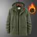 Men's Heavyweight Sherpa-Lined Work Jacket – Winter-Ready Polyester Shell With Utility Pockets, 5XL Sizing & Storm Hood(Khaki/Army Green/Navy)_viptrois.com