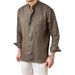 Loose Fitting Commuting Casual Breathable Long Sleeved Shirt Versatile Vacation Stand Up Collar Shirt Men's Henley Collar Top_viptrois.com