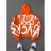 Men's Clothing Young Street Graffiti English Words Trendy Graffiti Font Print White Hooded Sweatshirt_viptrois.com