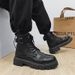 European Warm Series Men's Martin 2025 New Black Leather High-top British Style Motorcycle Work Boots Height Increasing_viptrois.com