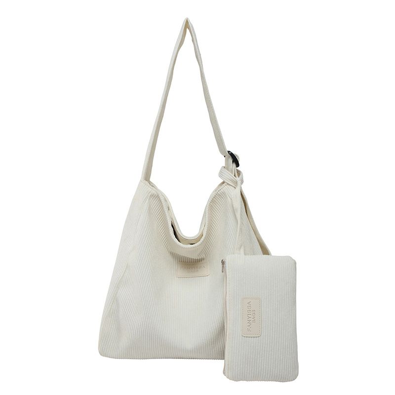 Women's Bags Niche Casual Bag Female New Corduroy Shoulder Messenger Bag Two Piece Commuting Large Capacity Tote Bag_viptrois.com