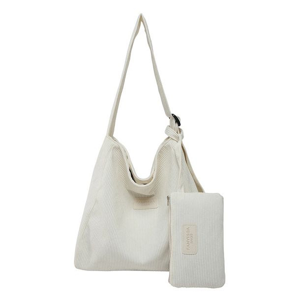 Women's Bags Niche Casual Bag Female New Corduroy Shoulder Messenger Bag Two Piece Commuting Large Capacity Tote Bag_viptrois.com