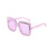 Fashionable Personality Diamond-Plated With Colorful Lenses For Women, Square Starry Sky Large Frame Sunglasses_viptrois.com