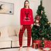 Christmas Alphabet plaid Fawn Christmas family dress printed homestay pajamas_viptrois.com