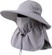 Mens Women Fishing Hat UPF 50+ Wide Brim Sun Hat With Face Cover & Neck Flap_viptrois.com
