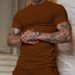 Men's Vertical Stripe Short Sleeve T-Shirt – Breathable Stretch Fit, Summer Sports & Casual Wear, Crew Neck Comfort For Gym & Outings_viptrois.com