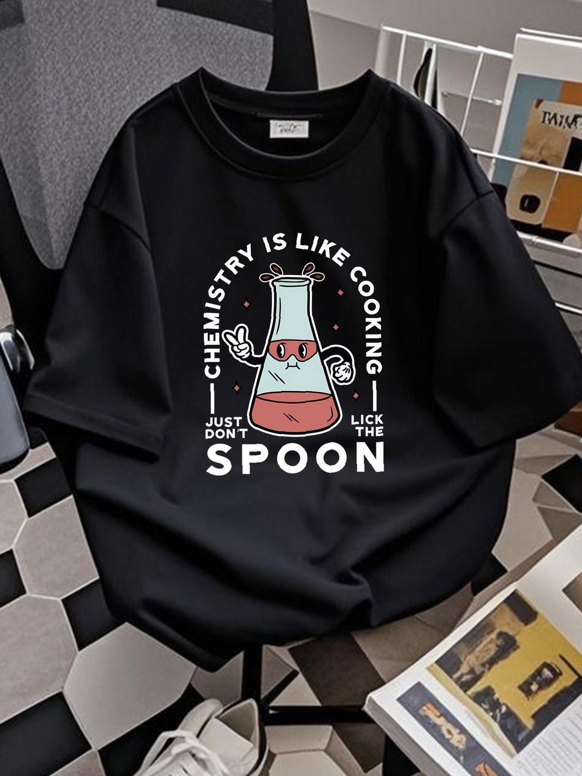 Chemistry Is Like Cooking Funny Science Mens T-Shirt 100% Cotton Breathable Designer Clothes Stretched Stylish Homme Fashion Casual_viptrois.com