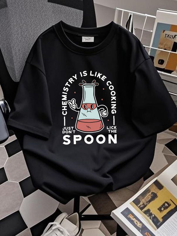 Chemistry Is Like Cooking Funny Science Mens T-Shirt 100% Cotton Breathable Designer Clothes Stretched Stylish Homme Fashion Casual_viptrois.com