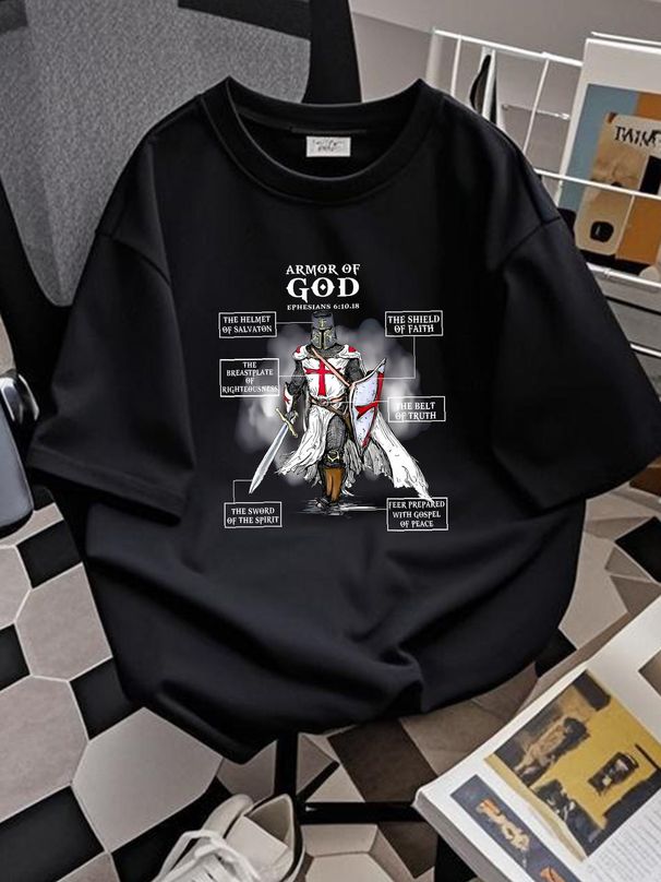 Armor Of God Knight Templar Christian T-Shirt S-5XL Unisex Tee Shirt Gift USA Fashion Soft Stretched Designer Clothes Casual Homme Summer Graphic_viptrois.com
