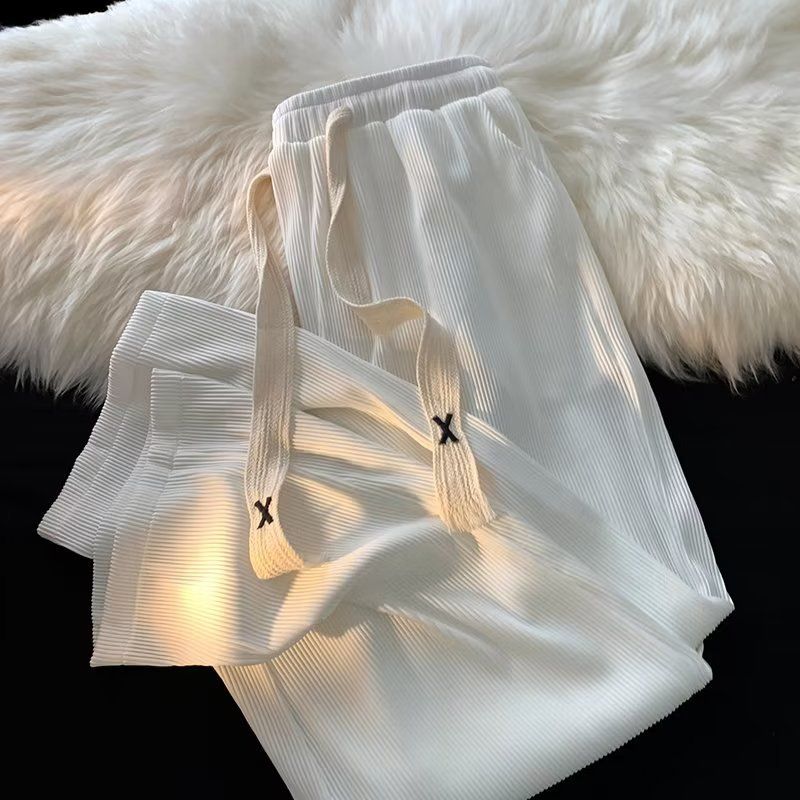 Men's Clothing Drape Ice Silk Pants Men's Spring And Summer Style Ins High Street Sports Pants Loose Straight Versatile Wide Leg Casual Trousers_viptrois.com