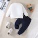 Mother&Kids Children's cartoon letter hat bear embroidered hoodie trousers two-piece set_viptrois.com