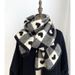 2024 new style net red knitted love scarf female autumn and winter black and white plaid soft student cute thickened neck scarf_viptrois.com