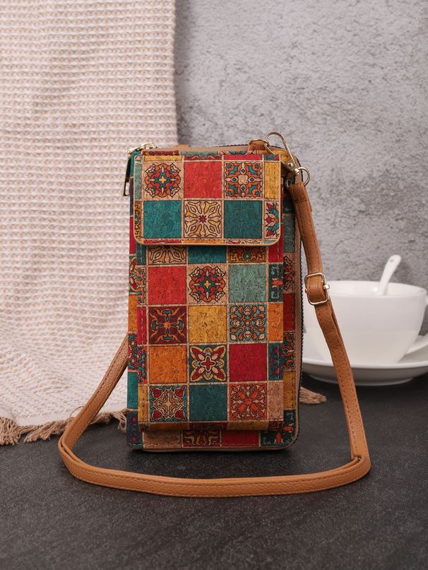 Fashion Retro Bohemian Style Ladies Messenger Bag Multifunctional Large Capacity Mobile Phone Bag Pu Wood Grain Bag_viptrois.com