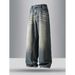 Men's Vintage Washed Straight Leg Jeans Wide Leg Casual Distressed Long Pants Style Version_viptrois.com