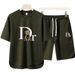 Summer Trendy Men's Sporty Casual Two Piece Set Crew Neck Retro Short Sleeve Suit_viptrois.com