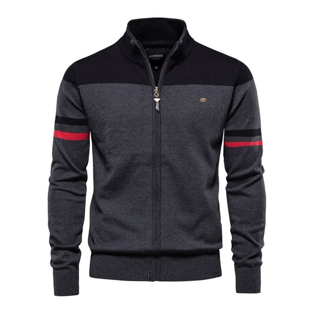 Pure 2023 Autumn Winter European Size Cross-Border Cardigan Sweater Zipper Knitwear High-Quality Foreign Trade Men's Fashion_viptrois.com