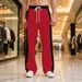 Men's Heavyweight Contrast-Panel Jogger Pants Casual Streetwear Sweatpants Black White 6 Color Options_viptrois.com