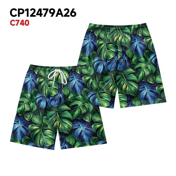 Unbeatable Quality Men's Running Sports Loose And Versatile Short With Simple Tropical Leaf Print Surfing Beach Shorts_viptrois.com