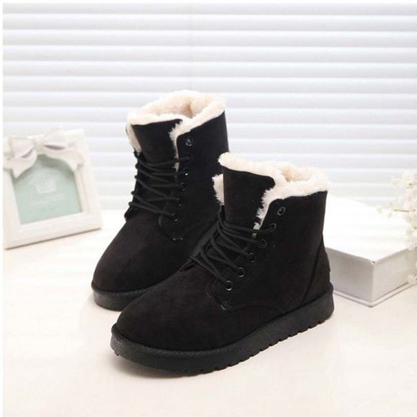 Winter Korean version of student snow boots women's short boots short tube warm boots lace up women's shoes flat heel trendy Martin cotton shoes boots_viptrois.com