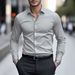 Men's Spring And Autumn Long Sleeved White Shirts, Formal Slim Fit, Professional Large Size Work Shirts_viptrois.com