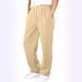 2027 Spring Autumn Fashion European-USA Style Sweatpants Men's Polyester Mid Waist Drawstring Pure Color Straight Type Jogging Pants_viptrois.com