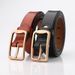 New women's genuine leather versatile belt two-layer cowhide pin buckle decorative belt student trendy trouser belt _viptrois.com