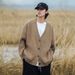 Pure Textured Thick Knit Cardigan Jacket For Men 2024 Autumn Winter New Loose Japanese Style Couple Sweater Knitwear_viptrois.com