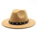New rivet decorated large brim jazz hat British style personality hat autumn and winter woolen hat western cowboy hat_viptrois.com