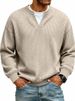 Men's Waffle-Knit Mock Layered Tee – Oversized Drop-Shoulder Long Sleeve Shirt In Lavender/Mint/Wine/Light Grey/Black/Navy/Cream/Blue (7XL Sizing)_viptrois.com