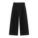 Nirben Men's Classic Wide Leg Straight Pants Solid Color Double Pleats a Line Loose Fit Versatile Casual Trousers_viptrois.com
