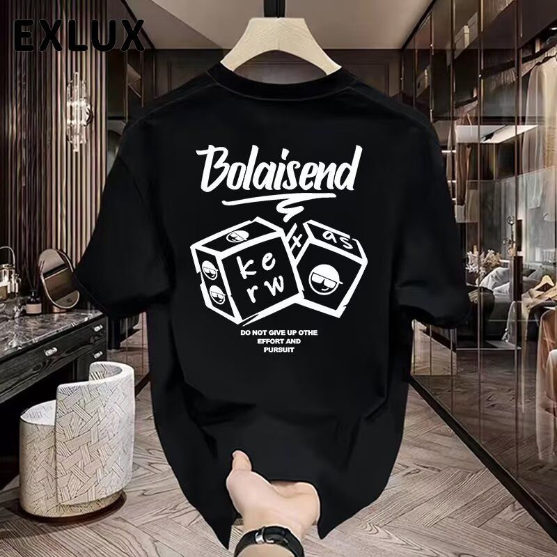 Pure Cotton Casual American Short-sleeved Men's New T-shirt Summer Trend Brand Printing Slim-fit Crew Neck Top_viptrois.com