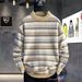 Men's Autumn And Winter Knitted Sweater Loose Casual Versatile Sweater Striped Thread Jacket_viptrois.com