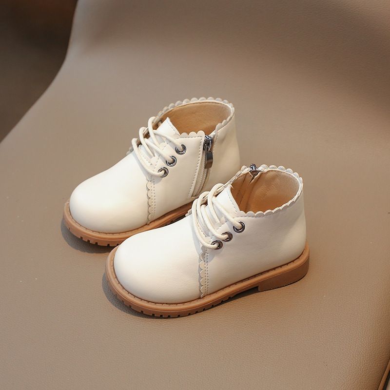 Girls' boots children's Martin boots 2024 autumn and winter new medium and big children girls' short lace side zipper fashion boots fashion_viptrois.com