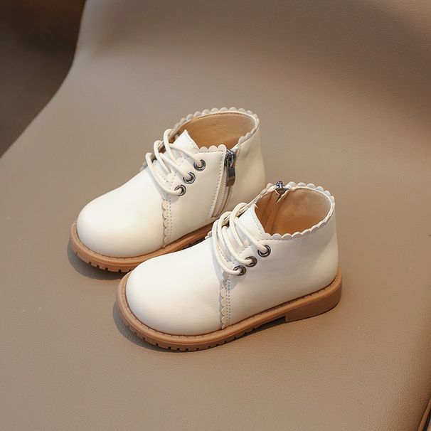 Girls' boots children's Martin boots 2024 autumn and winter new medium and big children girls' short lace side zipper fashion boots fashion_viptrois.com