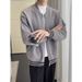 Autumn And Winter Fashion Casual Loose Sweater, Simple Striped Splicing Zipper Knit Cardigan_viptrois.com