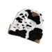 Women's Hats Black And White Retro Fashion Cow Knitted Wool Hat Autumn And Winter Couple All Match Leopard Print Cold Hat Trendy Women_viptrois.com