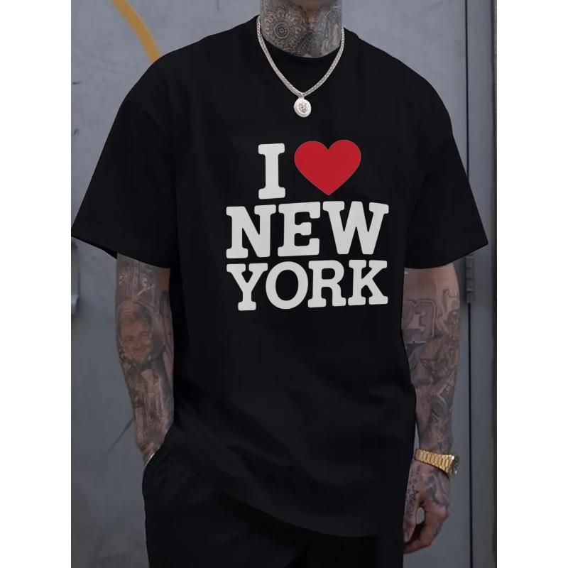 I Love New York Camiseta Unisex Negra Con Diseño Corazón - Ropa Casual De Calle Para Hombres Y Mujeres_viptrois.com