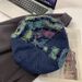 Korean Version Ins Blue Patch Washed Vintage Beret For Women Versatile Internet Celebrity Face-Slimming Octagonal Hat_viptrois.com