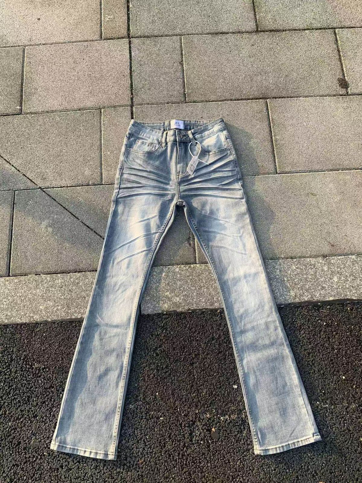 Men's Clothing Ice Blue 3D Whiskered Style Cleanfit Flared Washed Jeans For Men High Street Vibe For Formal & Casual_viptrois.com