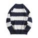 Men's Classic Striped Sweater – Retro Knit Pullover With Color-Blocking Design (M-3XL, Grey/Deep Brown/Navy, Slim Fit, Unisex Casual)_viptrois.com
