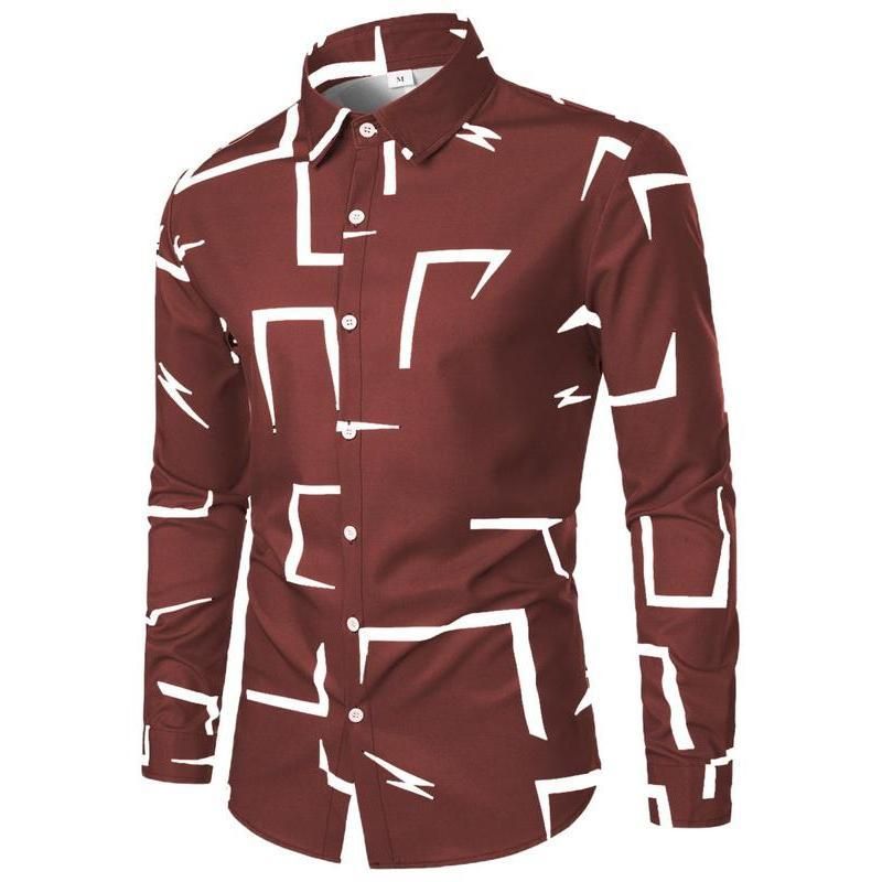 Men's Clothing Irregular Four Sided Stretch Printing Casual Long Sleeves Shirt_viptrois.com