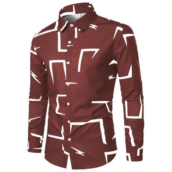 Men's Clothing Irregular Four Sided Stretch Printing Casual Long Sleeves Shirt_viptrois.com