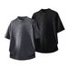 Unisex American Retro Style Turtleneck Short Sleeve Knit Top Breathable Versatile Summer Shirt Loose Sculpted Jacquard Design_viptrois.com