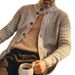 Men's Long Knit Cardigan With Lapel Collar & Button Design, Breathable Slim Fit Sweater For Autumn & Winter, Casual & Stylish_viptrois.com