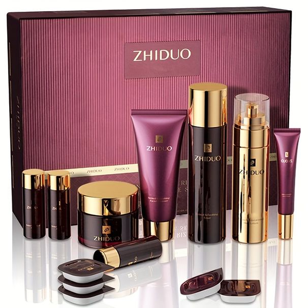 13 Pcs Care Set Improves Skin Texture, Gently Exfoliates Whole Process Facial Cleanser, Toner, Lotion, Essence, Face_viptrois.com